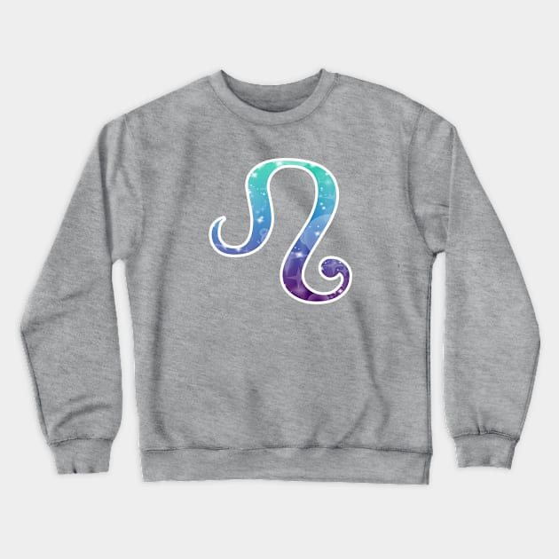 Leo Zodiac Symbol in Magical Mermaid Colors Crewneck Sweatshirt by bumblefuzzies